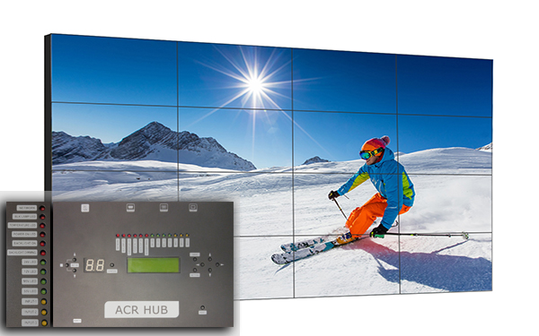 self-monitoring video wall with acr hub