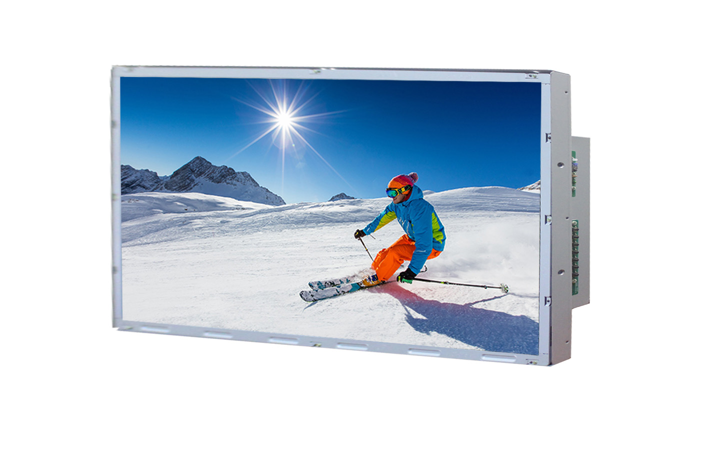 ultra high bright display with a skier