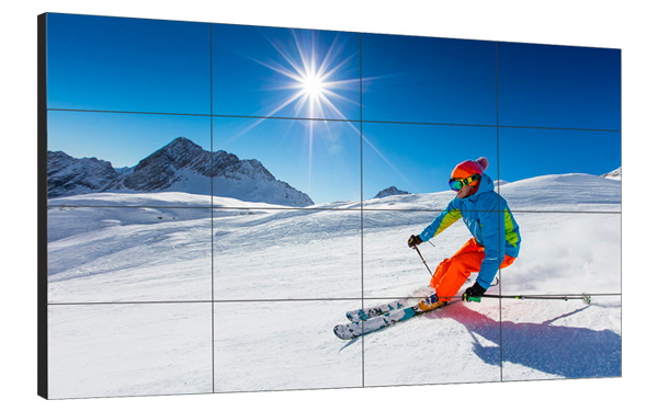 New Standard 4x3 video wall with a skier image