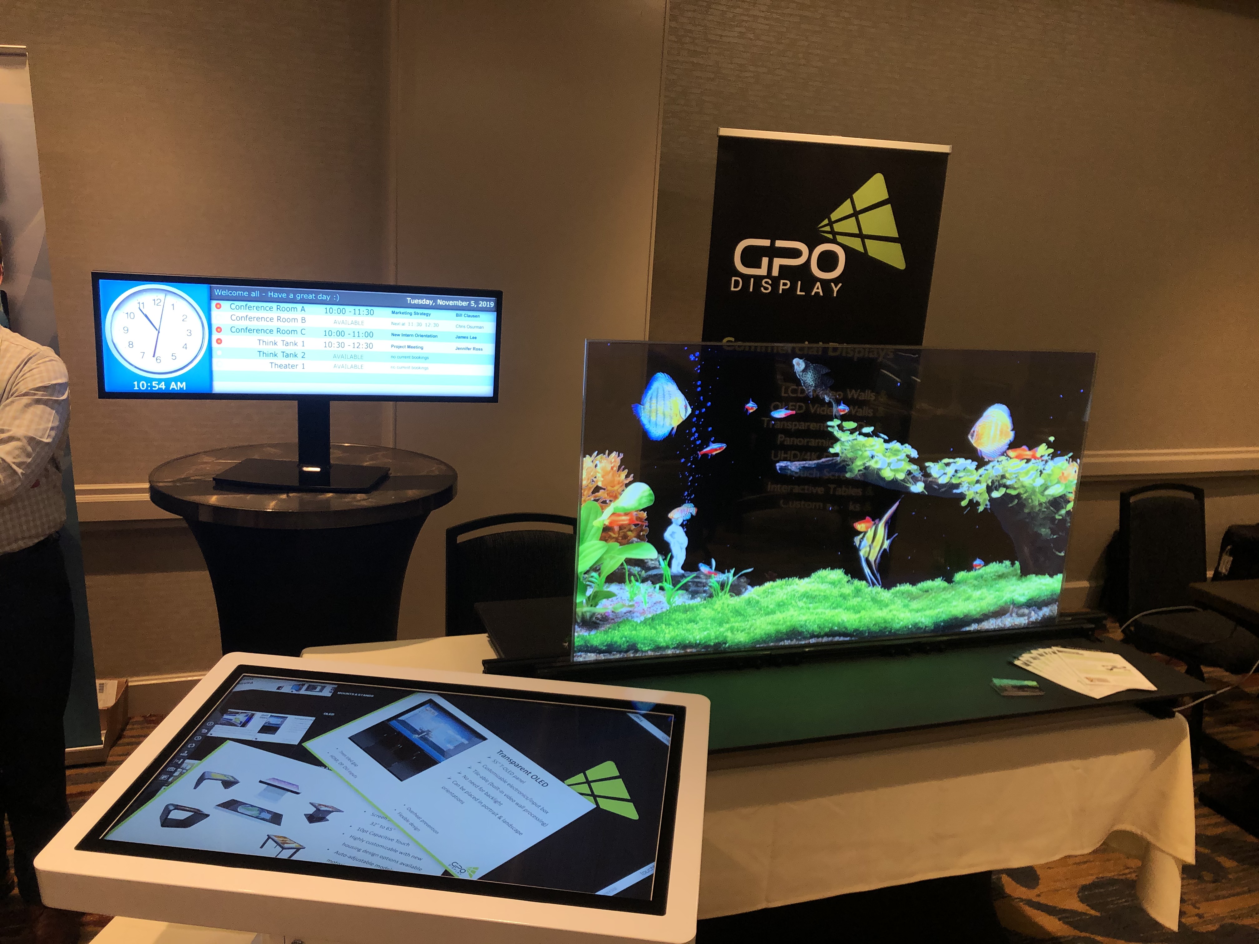 Example of a 55" TOLED and pedestal interactable and panoramic display