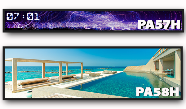 Examples of the PA57H & PA58H UHD panoramic stretch displays.