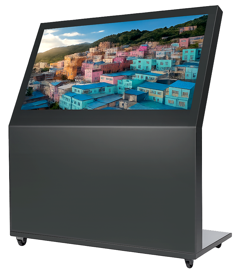 Ergo Kiosk with screen image of colorful homes